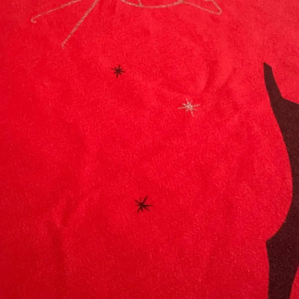 California Hand Prints Reindeer Tablecloth 52x66 Inches Red Christmas Cotton